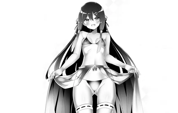 Girl, sexy, lingerie, bra, cleavage, panties, thighhighs, long hair