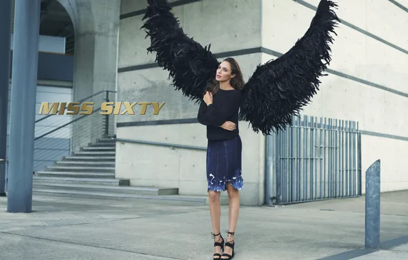 Девушка, юбка, крылья, фигура, свитер, Галь Гадот, Gal Gadot, miss sixty