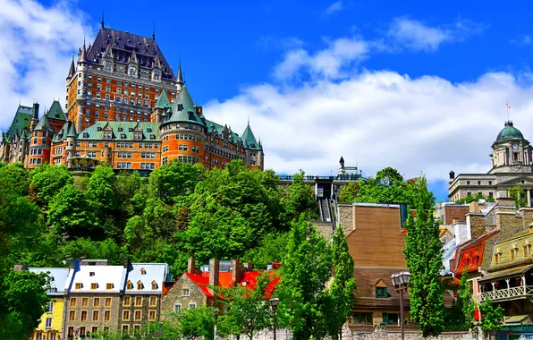 Здания, дома, Канада, отель, Canada, Quebec, Квебек, Château Frontenac