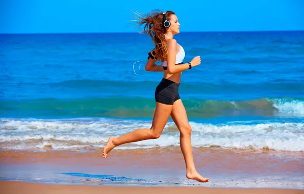 Beach, sand, training, running, sportswear, jogging