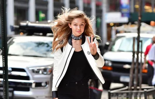 Взгляд, поза, модель, макияж, прическа, hair, Gigi Hadid, Джиджи Хадид