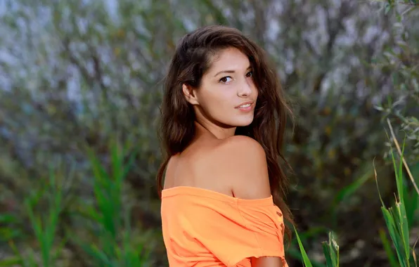 Brown eyes, model, brunette, shoulder, outdoor, Rosella