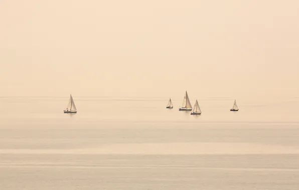 Море, пейзаж, лодки