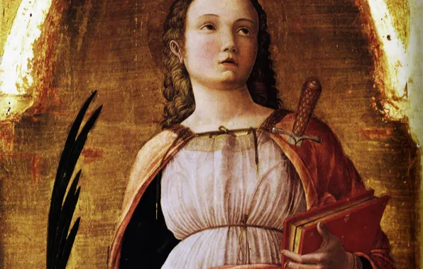 Картинка Андреа Мантенья, 1455, détail, Sainte, Justine de Padoue
