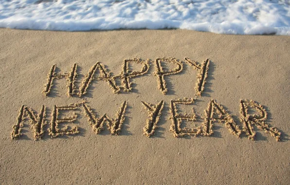 Песок, море, пляж, beach, sea, sand, New Year, Happy