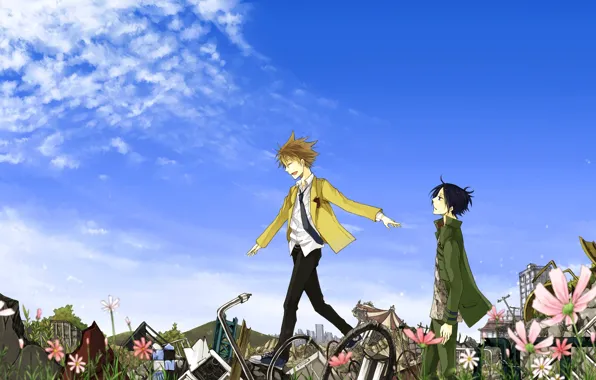 Небо, перистые облака, парни, Katekyo Hitman REBORN, Учитель мафиози Реборн