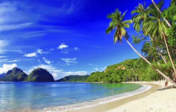Пляж, пальмы, океан, экзотика, Philippines