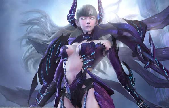Грудь, Демон, Seok Chan Yoo, CG Wallpapers, Рога