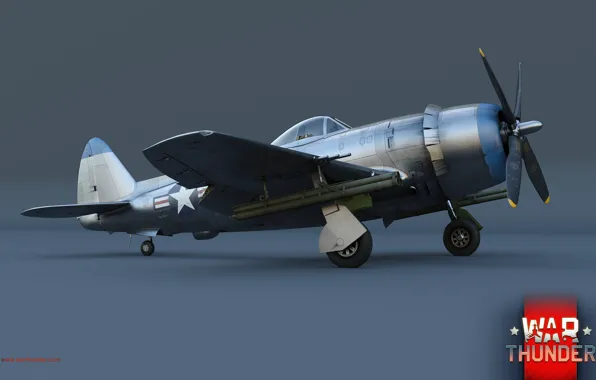 Картинка арт, самолёт, шасси, Thunderbolt, USAF, истребитель-бомбардировщик, P-47, Republic