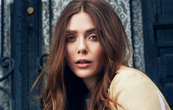 Взгляд, портрет, макияж, актриса, прическа, шатенка, Elizabeth Olsen, Элизабет Олсен