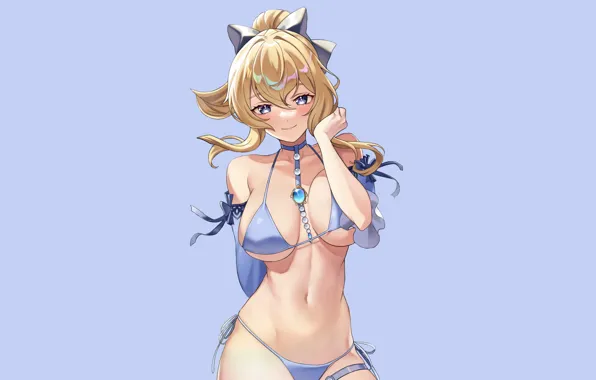 Girl, sexy, anime, pretty, blonde, bikini, Jean, genshin impact