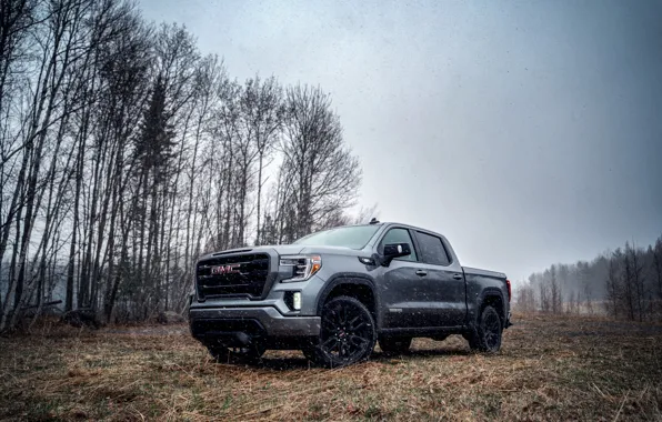 Снег, пасмурно, пикап, 2018, GMC, Sierra, Crew Cab, 2019