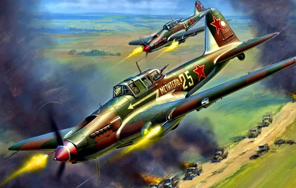 СССР, Ил-2, WWII, ВВС РККА, Ил-2 Штурмовик, Betonflugzeug, Schwarzer Tod