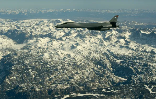 Картинка горы, ландшафт, Lancer, бомбардировщик, B-1B, стратегический, сверхзвуковой