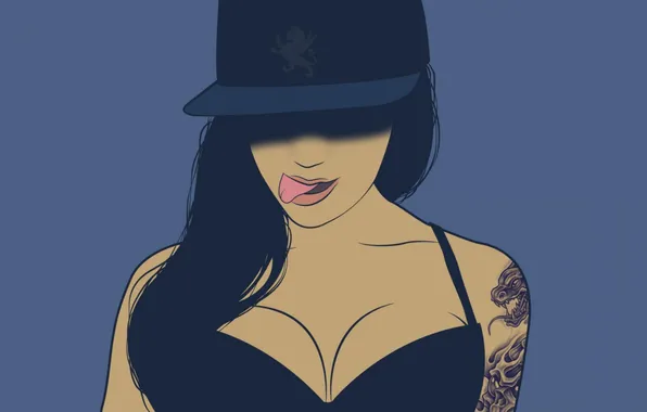 Девушка, тату, кепка, girl, картинка, woman