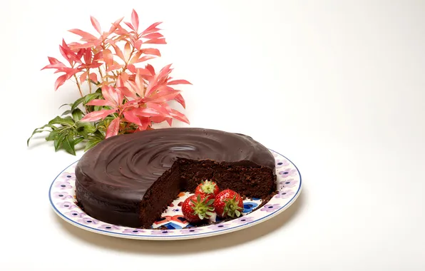 Картинка шоколад, клубника, торт, Strawberry, сладкое, Chocolate, pie, Cakes
