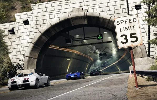 Картинка дорога, гонка, тачки, тоннель, Hot Pursuit, Need For Speed
