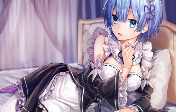 Girl, sexy, cleavage, boobs, anime, blue eyes, beautiful, short hair