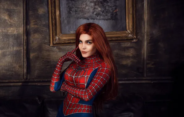 Девушка, лицо, рыжая, girl, красивая девушка, face, Spider-Man, Кристина Финк