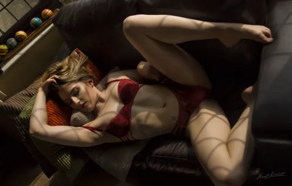 Девушка, нижнее белье, Jack Russell