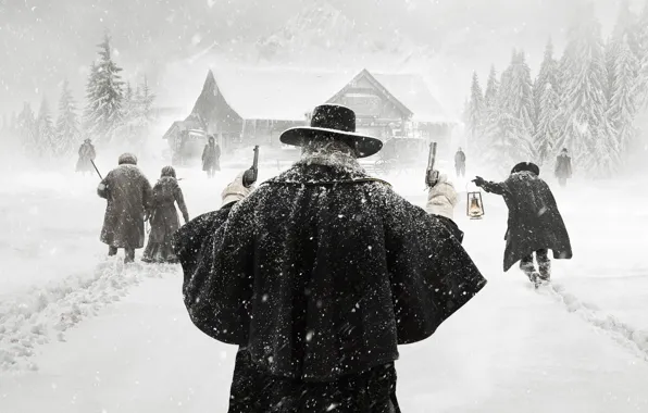 Картинка Winter, Snow, Men, Woman, Kurt Russell, SHERIFF, Movie, Film