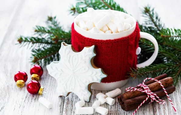 Украшения, Новый Год, Рождество, christmas, wood, cup, merry, какао