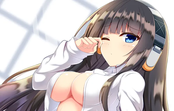 Girl, sexy, cleavage, long hair, boobs, anime, beautiful, pretty