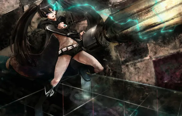 Девушка, оружие, аниме, арт, Black Rock Shooter, Мато Курои, Стрелок с черной скалы, kio sayuki