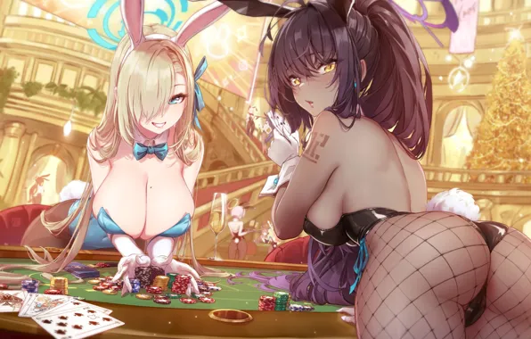 Girl, hot, ass, boobs, anime, chocolate, black and white, blonde