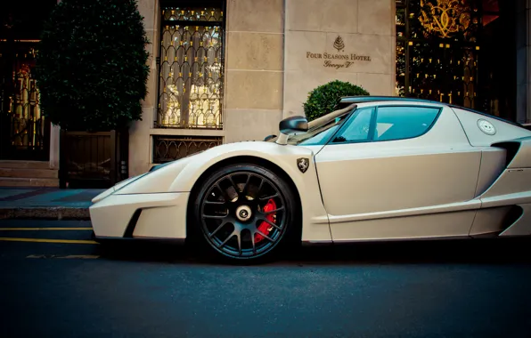 Ferrari, white, supercar, enzo, front, hotel, gemballa