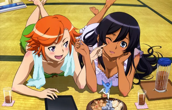 Картинка anime, red, food, redhead, Captain Earth, Hana Mutou, girl, bishojo