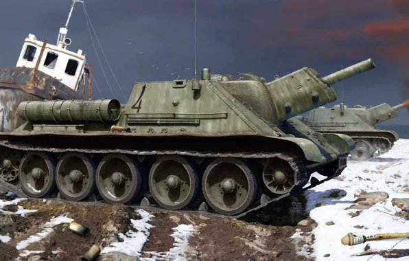 СССР, САУ, СУ-122, советская самоходно-артиллерийская установка, класса штурмовых орудий, средняя по массе