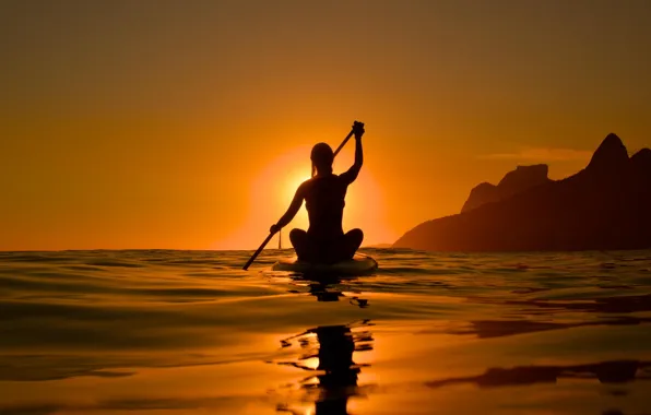 Солнце, закат, силуэт, Sunset in Rio