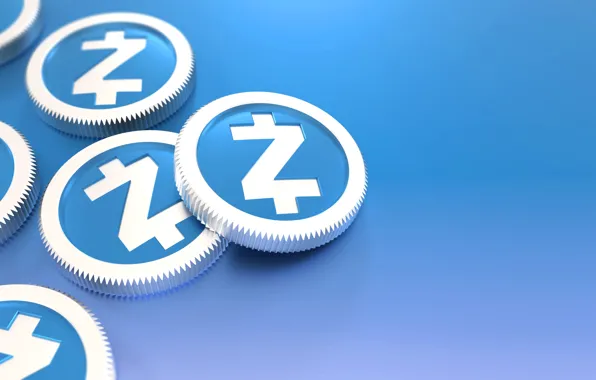 Картинка голубой, монеты, объём, криптовалюта, zcash, zec