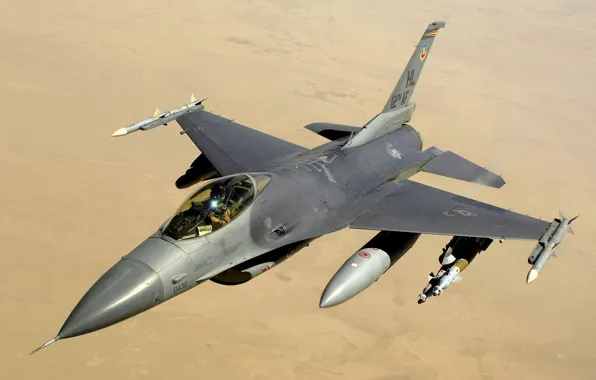 Небо, пустыня, Fighting, F-16, Falcon