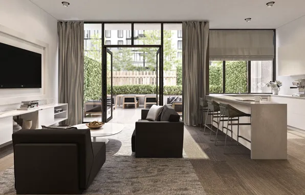 Картинка интерьер, кухня, гостиная, Oosten Williamsburg Townhouse