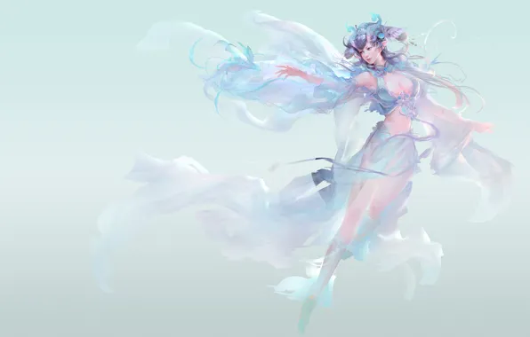 Картинка нежность, игра, аниме, арт, девушка. ветер