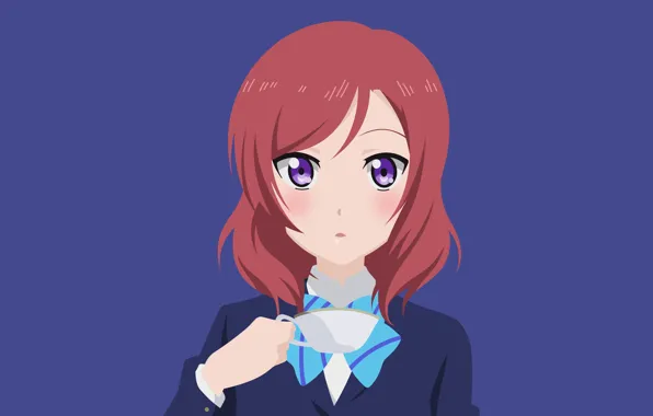 Взгляд, портрет, девочка, чашка, Love Live School Idol Project, Живая любовь