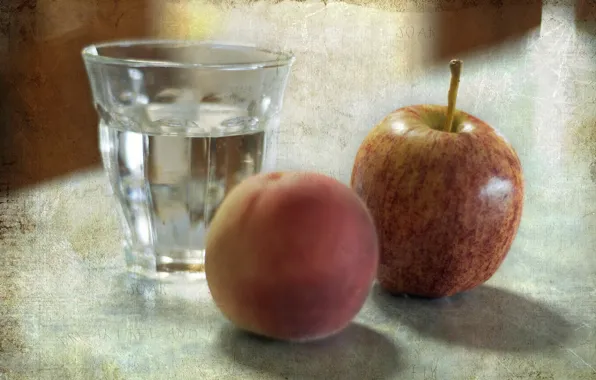Картинка стакан, стиль, яблоко, персик