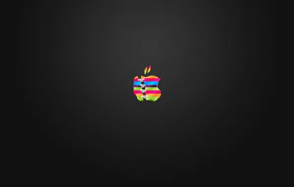 Apple, логотип, цветной, разрезан, склеен, скотч