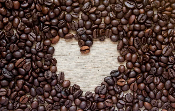 Картинка любовь, сердце, кофе, зерна, love, heart, romantic, beans