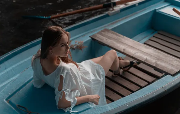 Платье, ножки, в лодке, Milana ♥ Ushakova, Таня Белова