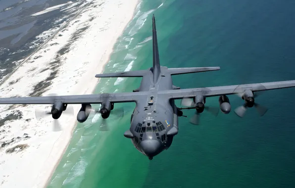 Картинка полет, самолет, AC-130H, северо-западное побережье Флориды
