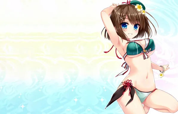 Girl, sexy, cleavage, boobs, anime, beautiful, short hair, pretty