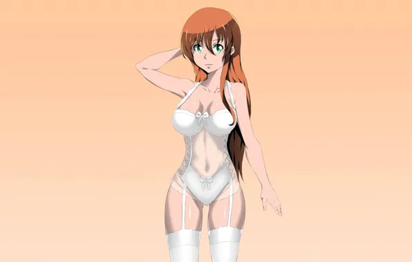 Girl, sexy, lingerie, cleavage, Code Geass, thighhighs, bodysuit, green eyes