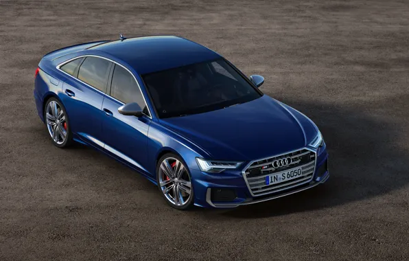 Асфальт, синий, фон, Audi, седан, Audi A6, 2019, Audi S6