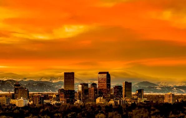 Колорадо, панорама, skyline, Denver, Colorado, Денвер