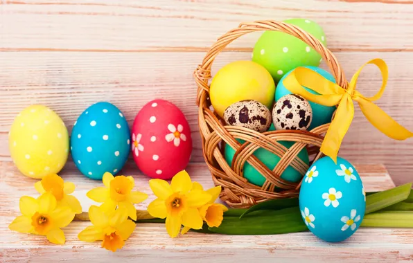 Цветы, Пасха, flowers, spring, Easter, eggs, Happy, яйца крашеные
