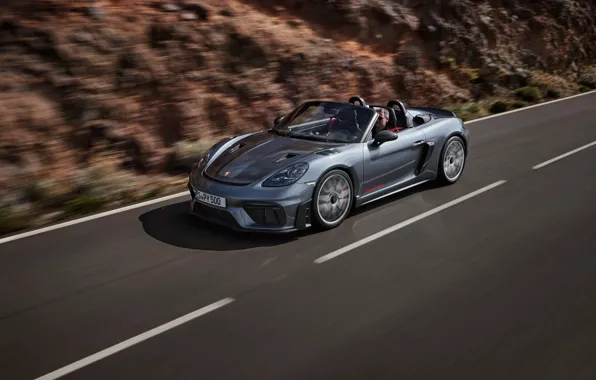 Картинка car, Porsche, road, drive, motion, 718, Porsche 718 Spyder RS