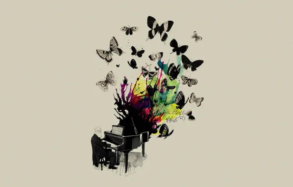 Картинка Музыка, Бабочки, Music, Музыкант, Пианино, Mathiole, Matheus Lopes Castro, Piano